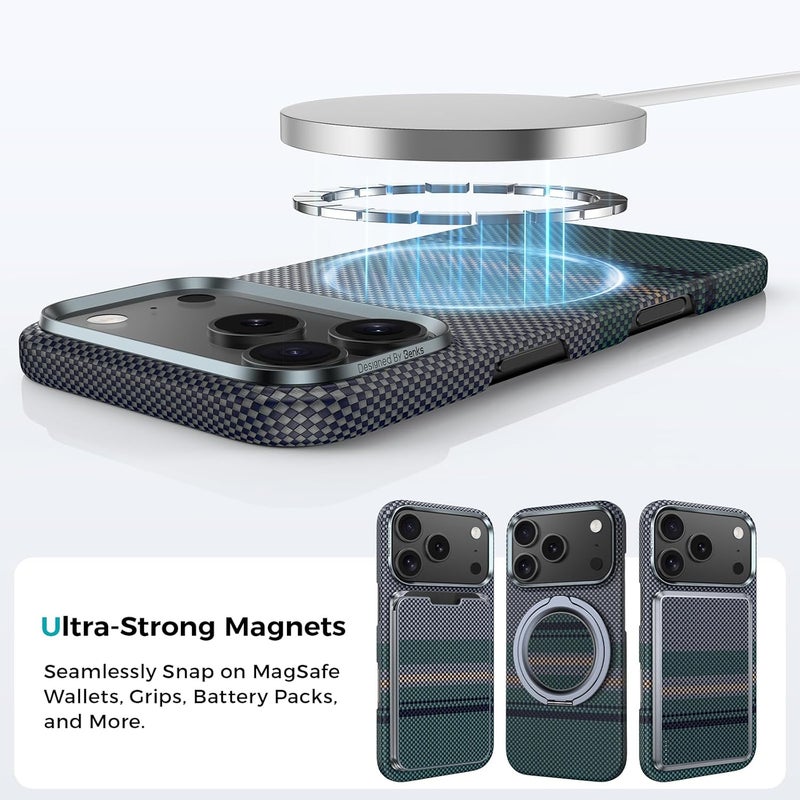 بينكس جراب Benks Aurora Premium لهاتف iPhone 17 Pro Max، متوافق مع زر التحكم بالكاميرا، ومتوافق مع MagSafe، جراب حماية عسكري مصنوع من ألياف Dupont Kevlar - Image 4